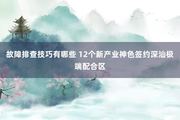 故障排查技巧有哪些 12个新产业神色签约深汕极端配合区