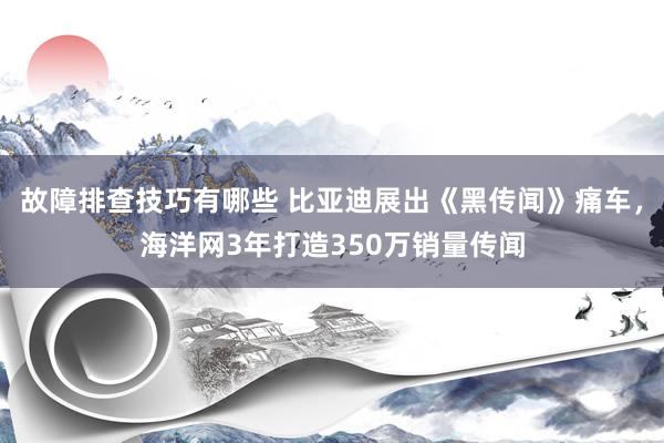 故障排查技巧有哪些 比亚迪展出《黑传闻》痛车，海洋网3年打造350万销量传闻