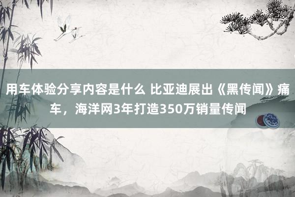 用车体验分享内容是什么 比亚迪展出《黑传闻》痛车，海洋网3年打造350万销量传闻