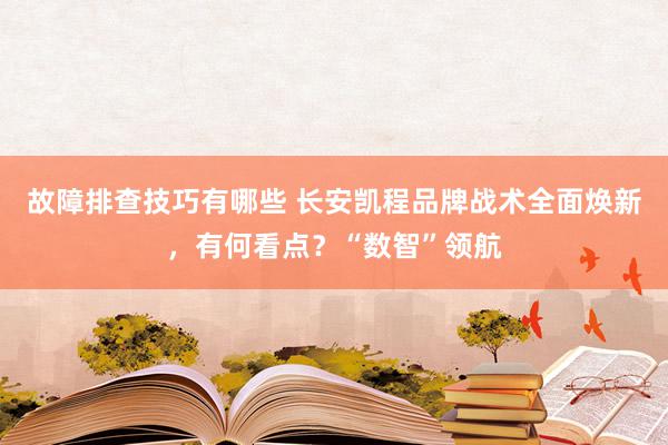 故障排查技巧有哪些 长安凯程品牌战术全面焕新，有何看点？“数智”领航