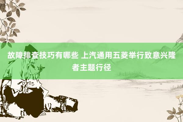 故障排查技巧有哪些 上汽通用五菱举行致意兴隆者主题行径