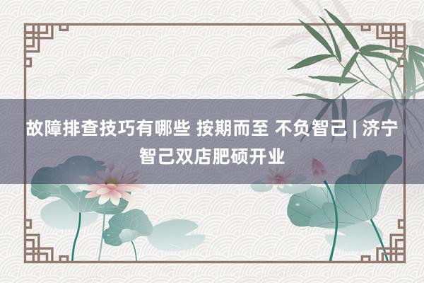 故障排查技巧有哪些 按期而至 不负智己 | 济宁智己双店肥硕开业